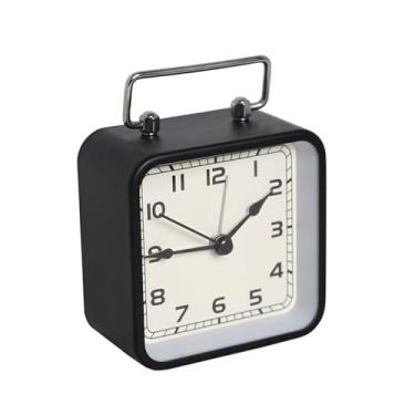 Imagem de Despertador digital quadrado de metal pequeno despertador de mesa relógio silencioso cama de estudante sono relógio de mesa de quartzo luminoso para pessoas com sono pesado (preto)