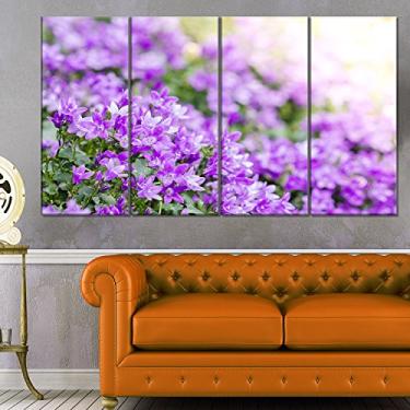 Imagem de Designart MT14137-271 Lindo buquê de flor de campanula - Arte de parede grande de metal brilhante floral, roxo, 122 x 71 cm