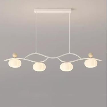 Imagem de 3 Luzes Modernas Lineares Pendentes Ilha de Cozinha Regulável LED Linear Lustre Para Mesa de Jantar Nordic Green Flower Long Strip Teto Pendurado Lâmpada Para Escritório Restaurante
