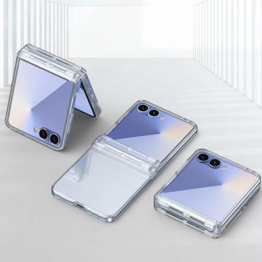 Imagem de Capa para Galaxy Z Flip6, transparente e galvanizada, com dobradiça protetora (para Galaxy Z Flip6/transparente)