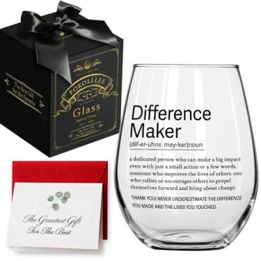 Imagem de Copo de vinho Difference Maker, Taça de vinho com definição de criador de diferenças de apreciação do professor, presentes de agradecimento para chefe chefe equipe mãe coach colega de trabalho,