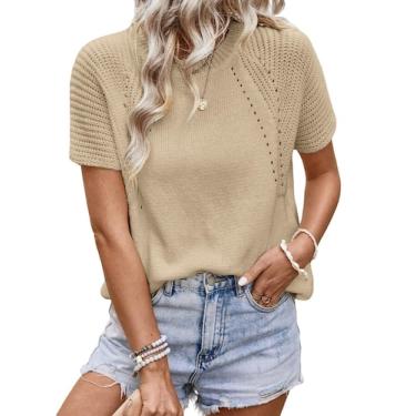 Imagem de Blusa feminina de malha de verão com gola redonda da Top Dokotoo, dama