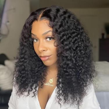 Imagem de Peruca ACQUET Curly Bob 35 cm Cabelo humano 13x4 de renda frontal 180%