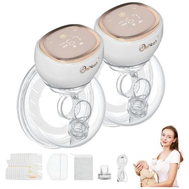 Imagem de Bomba Tira Leite Elétrica Portátil com 3 Modos, 9 Níveis de Sucção, Visor Digital e Baixo Ruído, 2 Unidades, Onlyeah, Branco e Rosa