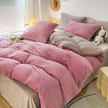 Imagem de Conjunto de capa de edredom de veludo estilo princesa com borlas, jogo de cama macio e quente, fecho de zíper, capa de edredom reversível para inverno amarelo 1,5 m (rosa a queen 200 x 230 cm (79 x 91