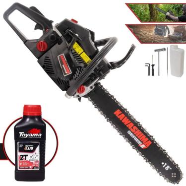 Imagem de Moto Serra KCS520E Kawashima À Gasolina Motor 2T 50,8cc Alta Potência e Rotação Motosserra Profissional Com Sabre 18’` + ÓLEO TOYAMA FG50 2T EXTRA