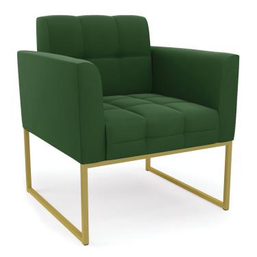 Imagem de Poltrona Elisa Suede Verde Base Metálica Industrial Dourado - D'Rossi