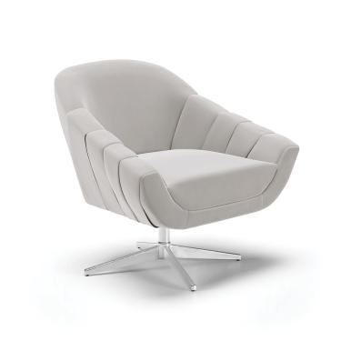 Imagem de Poltrona Giratória Giovana Veludo Cinza Base Cromada - D'Rossi