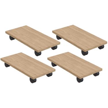 Imagem de Kit 04 Suportes Para Cpu Com Rodízios Cyber L03 Amadeirado - Lyam