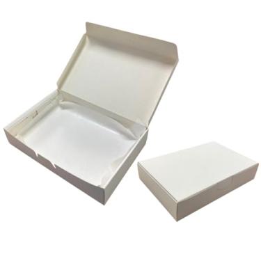 Imagem de Caixa Cartonada, Caixa Papelão Montavel, 50 para Salgados Porções Batata Frita Delivery E 50 PapéIs de Proteção Antigordura, Branca