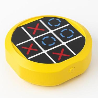 Imagem de Jogo da Velha Eletrônico com Tela Sensível ao Toque, 3 Modos de Jogo, 9cm x 9cm x 3cm, Amarelo e Preto Luz Sons Brinquedo Educativo Infantil Compacto e Portatil Console- Carregamento USB