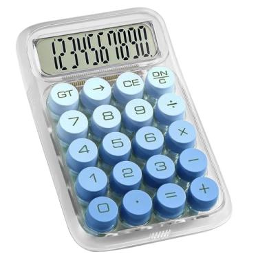 Imagem de Calculadora de interruptor mecânico com tela LCD grande de 10 dígitos, linda calculadora básica com botão grande antiderrapante e corpo transparente, para mesa de escritório, casa, negócios, escola