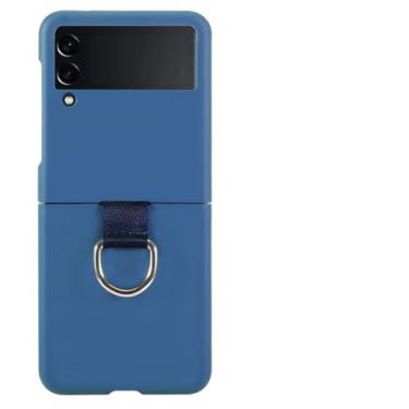 Imagem de Capa fofa em cores doces para Samsung Galaxy Z Flip 5 3 4 Cabo com alça de mão Capa de silicone macio para Samsung Galaxy Z Flip4 Z Flip5 3, azul, para Z Flip 4