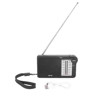 Imagem de Rádio portátil, rádios recarregáveis ​​de bolso compacto e conveniente com a antena de 21 cm de comprimento FM AM 3,5mm fone de ouvido (cinza)
