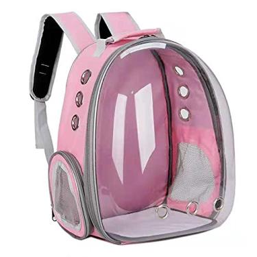 Imagem de Mochila Bolsa De Transporte Para Pets Cachorros E Gatos Com Ventilação Transparente E Visão Panorâmica Bolsa Astronauta Passeio Animal De Estimação Portátil (Rosa)