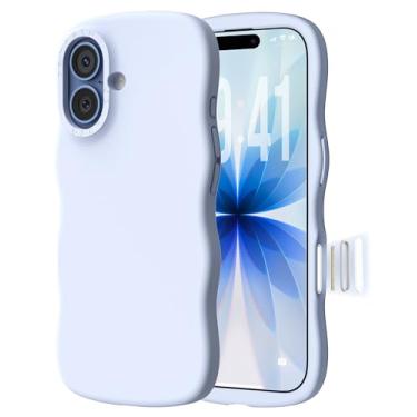 Imagem de ORNARTO Capa para iPhone 17 – Cute Wave Edge | Botão de controle da câmera | Capa protetora à prova de choque de silicone líquido 17 de 6,3 polegadas para mulheres e meninas - azul bebê