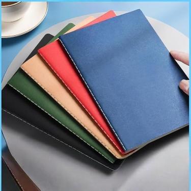 Imagem de Caderno organizador pessoal forrado (21 cm x 14 cm), 38 folhas de diários de viagem com capa macia e lombadas costuradas, cadernos de composição para escrever, blocos de notas para escola de
