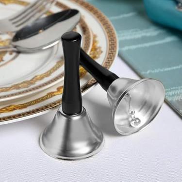 Imagem de Sino de mão, sino de toque alto com alça para mesa escolar, sala de aula, escritório, jantar, sinos duráveis para alarme, serviço, eventos de casamento (prata)