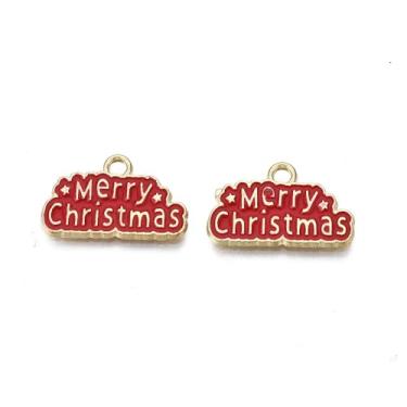 Imagem de Amuletos de liga esmaltada de liga de feliz Natal para colar, pulseira, brinco, chaveiro, artesanato, decoração de árvore de Natal, faça você mesmo, fabricação de joias 0,49 x 0,79 x 0,06 polegadas