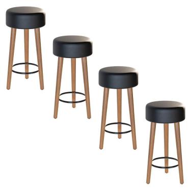 Imagem de Kit 04 Banquetas Baixa Cozinha Paris D-33 Preto