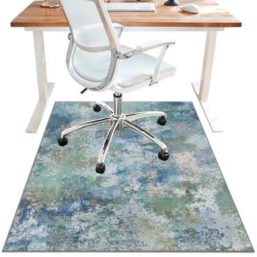 Imagem de Tapete de cadeira de escritório para piso de azulejo de madeira, tapetes de mesa abstratos 91 x 122 cm para cadeira de escritório em cadeiras com rodinhas tapete, tapete antiderrapante de 0,6 cm de
