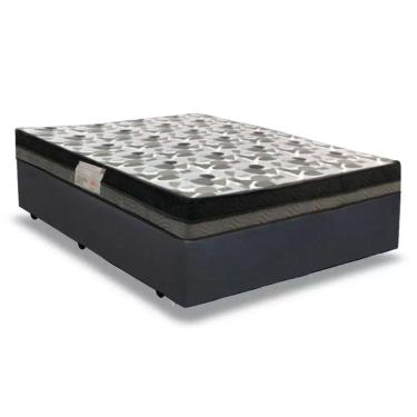 Imagem de Cama Box Casal Sintético + Colchão Casal Ortobom Iso Dupla Face 60x138x188 Cor:cinza