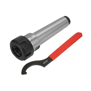 Imagem de Milageto Suporte de mandril de pinça MT4, haste de extensão de fresamento reto de metal com chave para fresadora de torno e furadeira
