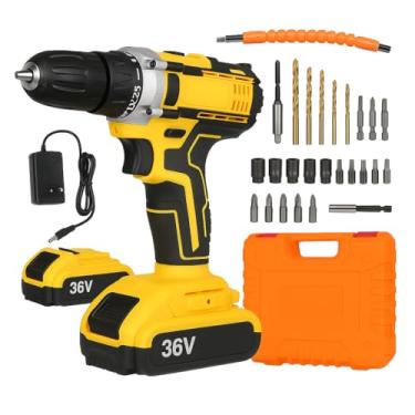 Imagem de Furadeira Parafusadeira Sem Fio 36V com Maleta Completa, 2 Baterias Recarregáveis e Carregador Rápido, Amarela e Preta – Potência e Precisão Profissional