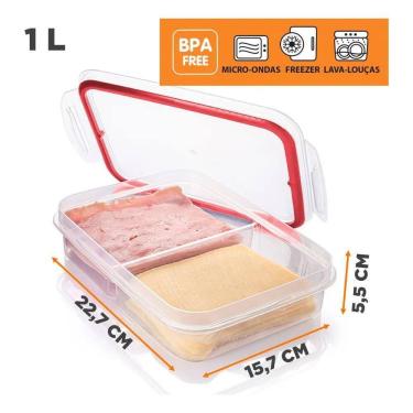 Imagem de 10X Pote Porta Frios 2 Divisórias Plasútil Empilhável Hermé