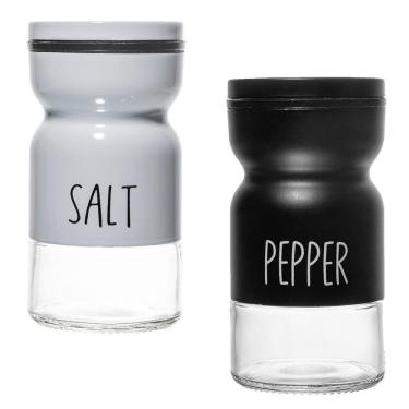 Imagem de Kit Saleiro E Pimenteiro De Vidro Com Tampa De Metal 120Ml