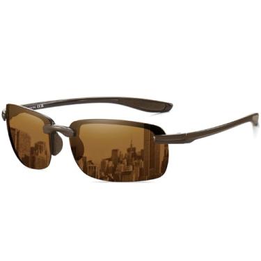 Imagem de DUCO Óculos de sol esportivos para homens e mulheres, armação leve sem aro, óculos de sol polarizados, corrida, pesca, dirigir DC6003, Armação marrom, lente marrom, common