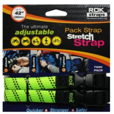 Imagem de Par de Cintas Elásticas Rok Straps - Médio Verde Fluorescente - Elástico Para Fixação de Cargas