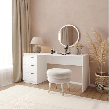 Imagem de Penteadeira com Espelho Redondo Porto Branco