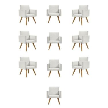 Imagem de Kit 10 Poltronas Nina Decorativa Para Recepção Linho Bege