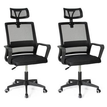 Imagem de Kit 2 Cadeiras De Escritório Giratória Executiva Pro Com Regulagem De Altura - Preto