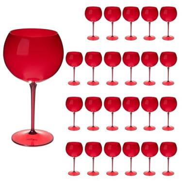 Imagem de Taça De Gin Curves 600ml Kit 24un Acrílico Alto Padrão (VERMELHO)