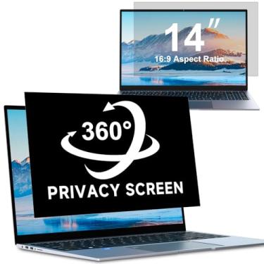 Imagem de ZOEGAA Tela de privacidade de laptop de 4 vias 360° para computador de 14 polegadas 16:9, tela de privacidade removível para monitor de computador, antirreflexo e luz azul, compatível com HP Dell