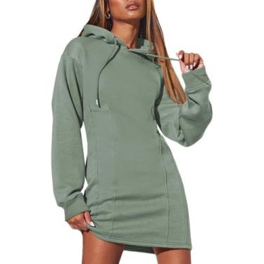 Imagem de Vestido de moletom AlvaQ Casual Plus Size para mulheres verde