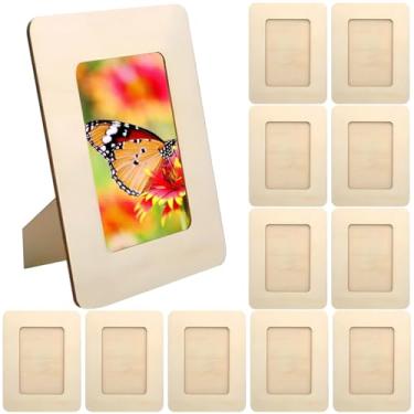 Imagem de Conjunto de porta-retratos de madeira inacabada, 10 x 15 cm, para artesanato, faça você mesmo, material de madeira suave e seguro, suporte de exibição horizontal vertical para presentes