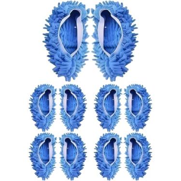 Imagem de LUMINFLY Chinelos de esfregão, 5 pares, sapatos de esfregão de chenille, alças ajustáveis, limpeza de piso, caminhada confortável, pisos adequados, vidro, pelos de animais de estimação