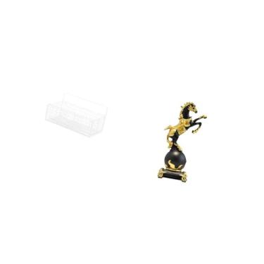 Imagem de Fenteer Prateleira de Parede Elegante com Cesto de Arame de Metal E Escultura Moderna de Cavalo para Decoração de Centro de Mesa de Cozinha, Banheiro, Sala de