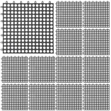 Imagem de Pacote com 12 azulejos de chuveiro de PVC antiderrapantes com orifícios de drenagem, tapetes de almofada interligados para varandas, piscinas e pisos de pátio, 29 x 29 cm