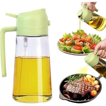 Imagem de Pulverizador de óleo para cozinhar – Garrafa de vidro de 473 ml com bocal de névoa fina – Ideal para azeite, fritadeiras a ar, saladas, grelhar e assar (verde)