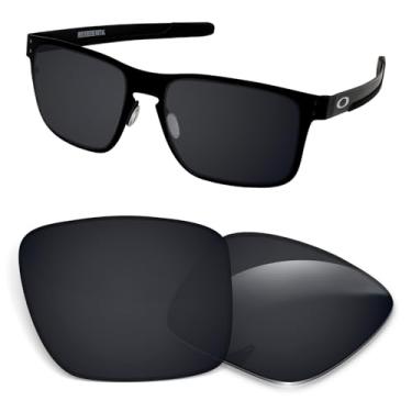 Imagem de Lentes de substituição de 1,5 mm compatíveis com óculos de sol Oakley Holbrook Metal OO4123, antiarranhões e resistentes a impactos - preto escuro polarizado