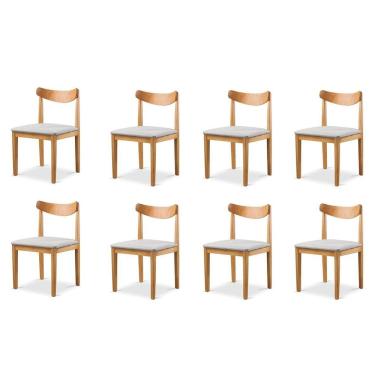 Imagem de Kit 8 Cadeiras Sala de Jantar Aurora Cinza/Mel