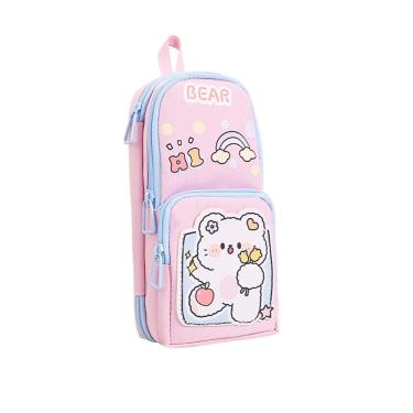 Imagem de Estojo de lápis Cute Cartoon Bear, tecido Oxford de grande capacidade