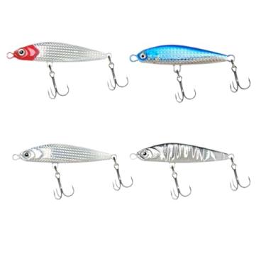 Imagem de HNJHTZ Iscas de pesca a lápis - adequadas para todos os tipos de águas, com olhos de pesca 3D, revestimento reflexivo a laser (22 g (4 peças))