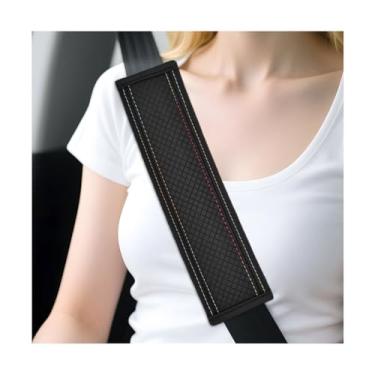 Imagem de Sandfren Capa de cinto de segurança de carro, 2 peças de couro macio de microfibra para veículos, almofada de ombro e pescoço, acessórios de almofada de alça interna automotiva, universal para Sedan