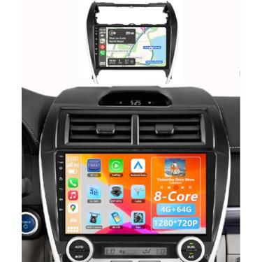 Imagem de Rádio estéreo 8Core 4G + 64G para Toyota Camry 2012 2013 2014, Carplay Android 10,1 polegadas, tela sensível ao toque, navegação GPS, Wi-Fi, EQ, Bluetooth, rádio FM, espelho, link + câmera de reserva