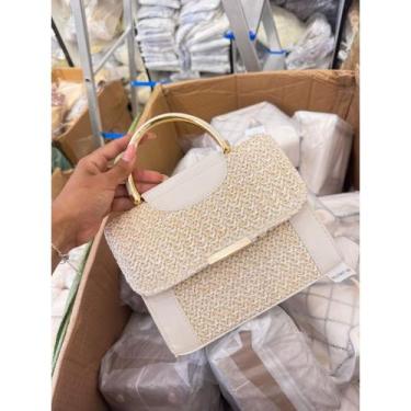 Imagem de Bolsa Feminina Elegante Casamento Praia de palha e Couro PU - NoBrand,